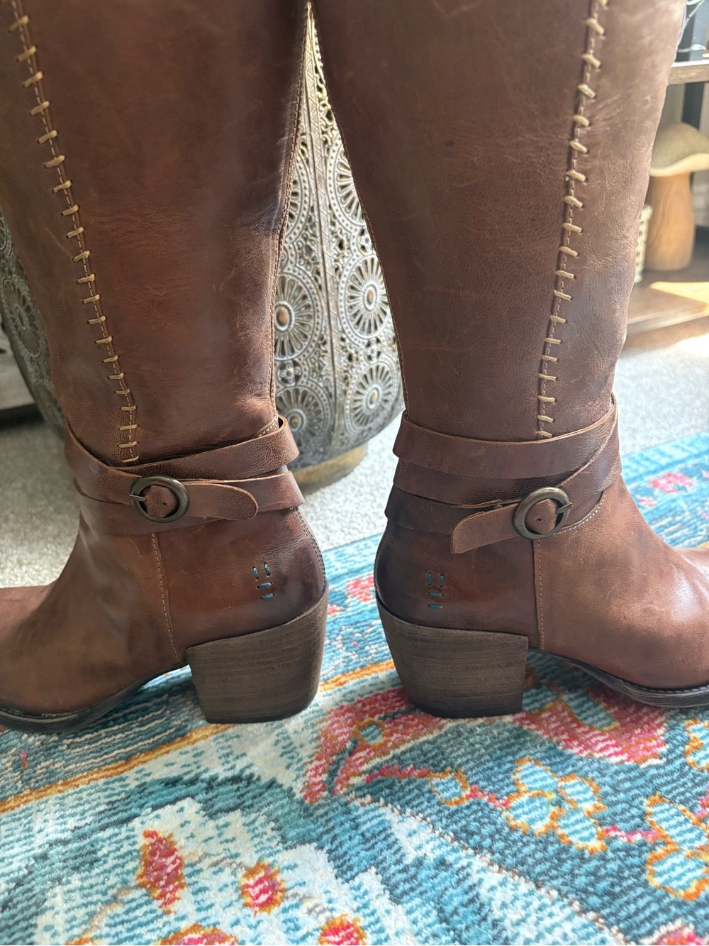 Roan by Bed Stu Brown Distressed Leather Knee High Lace Up Boots Size 6 - Picture 6 of 14